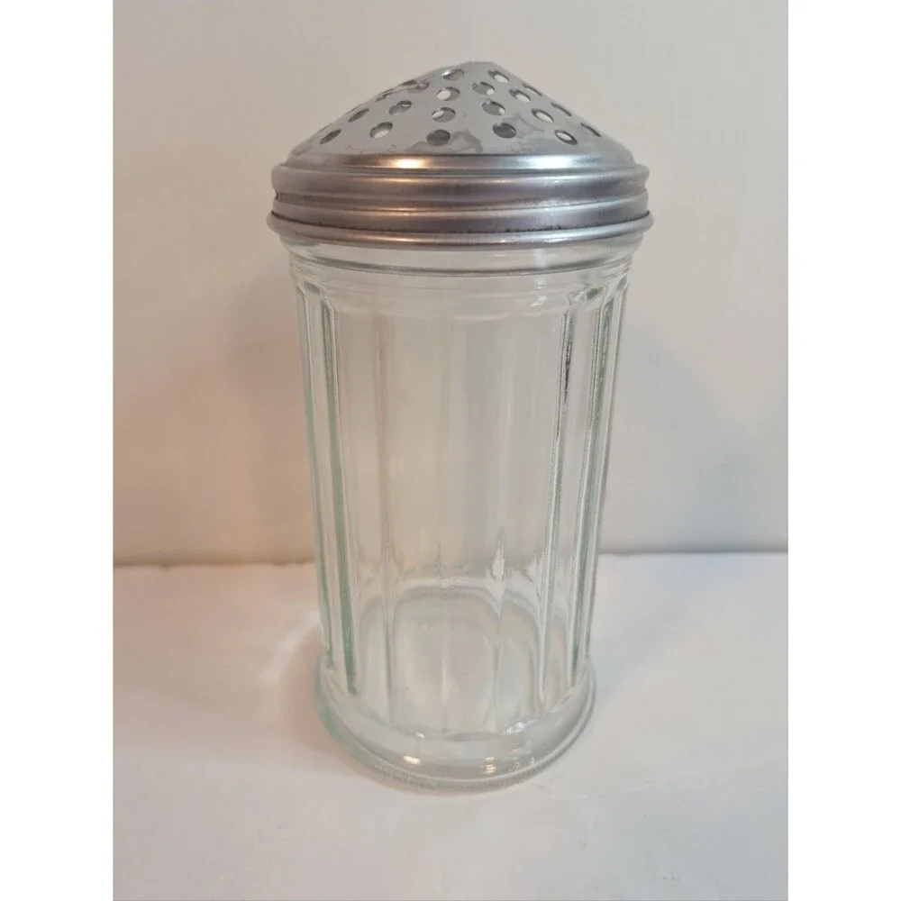 Vintage Chicago Cheese/Pepper  Shaker Restaurant Style Ribbed Chrome Top READ